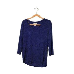 Liz Claiborne Blue Pullover Sweater Medium Polyester Blend
